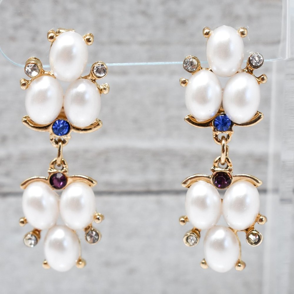 1.75" Drop Dangle Pearl Blue/Purple Earrings